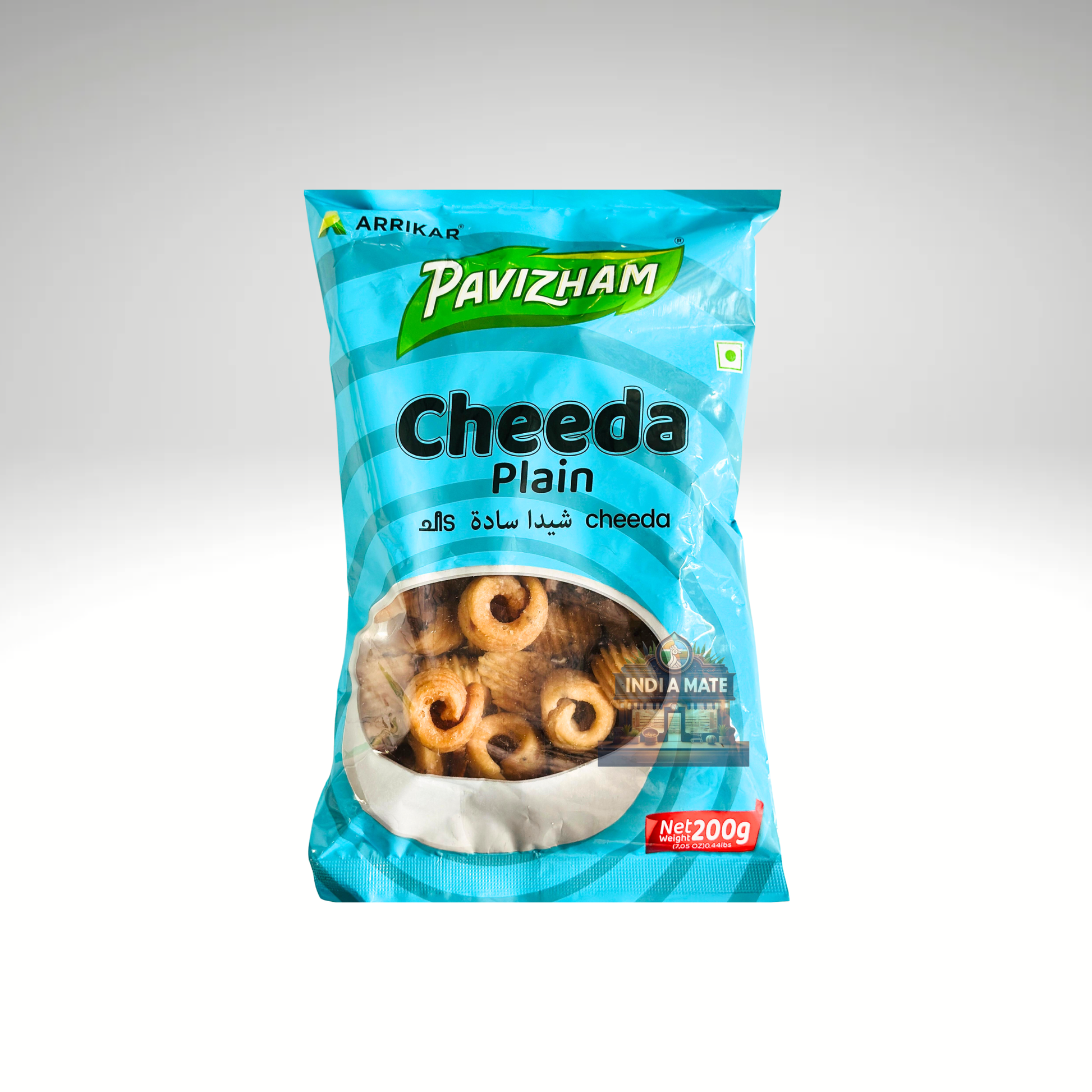 Pavizham Cheeda Plain – Crispy South Indian rice flakes snack. Lightly salted and perfect for tea-time or festive occasions.