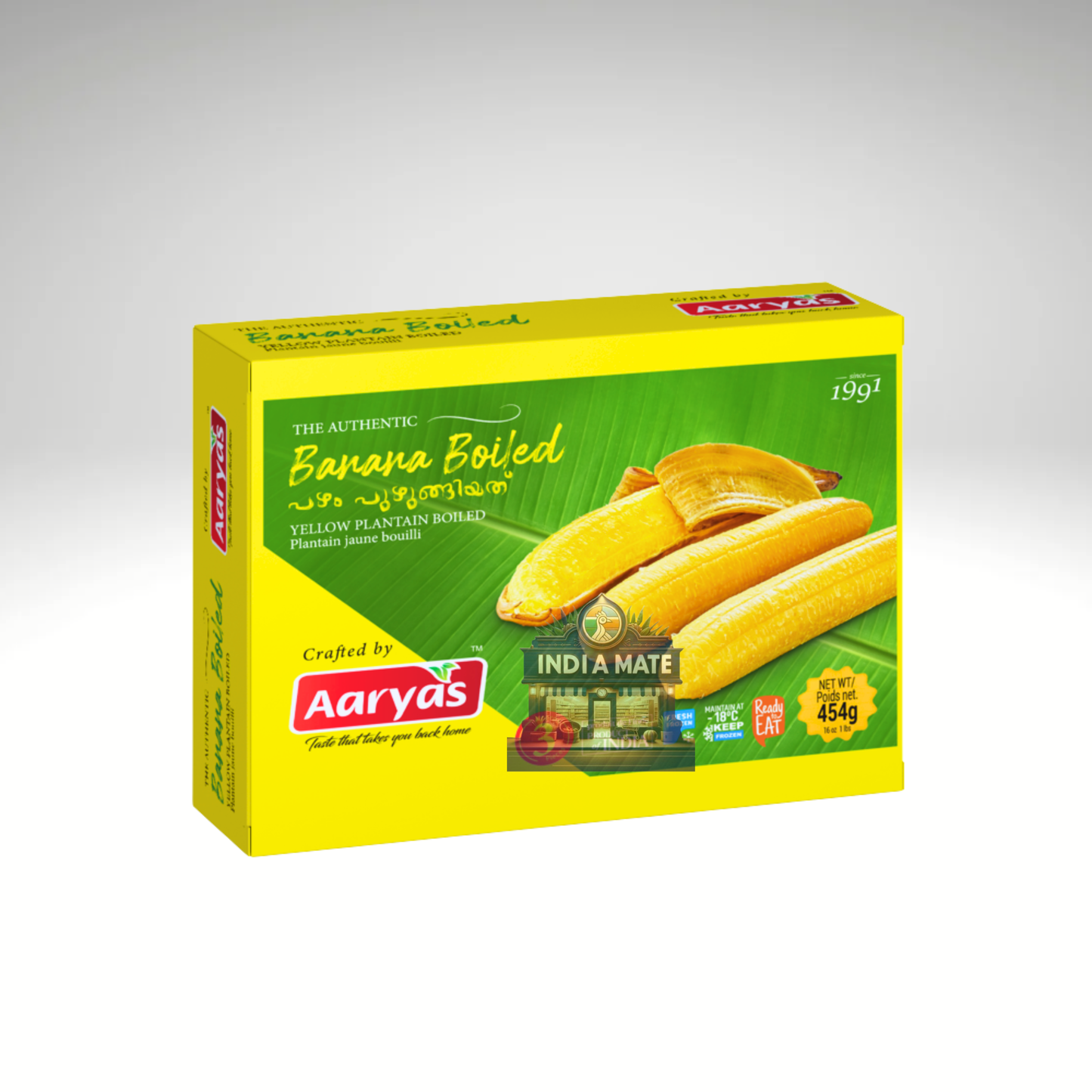 Aaryas Boiled Banana (Uzhunnu Pazham) – ready-to-eat boiled bananas. Sold by IndiaMate.