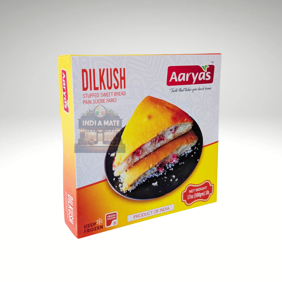 Aaryas Dilkush sweet bread packaging on a white background