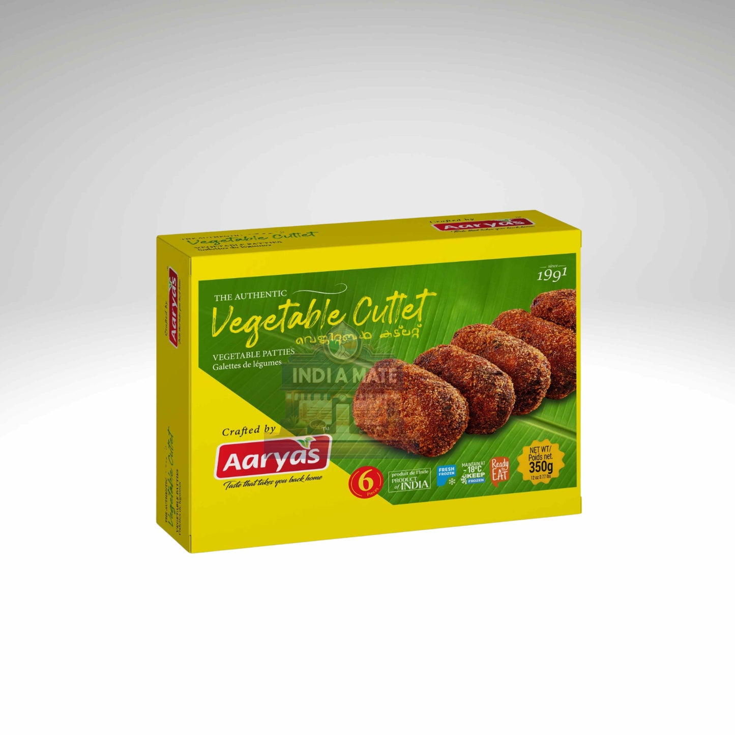 Aaryas vegetable cutlet pack front view