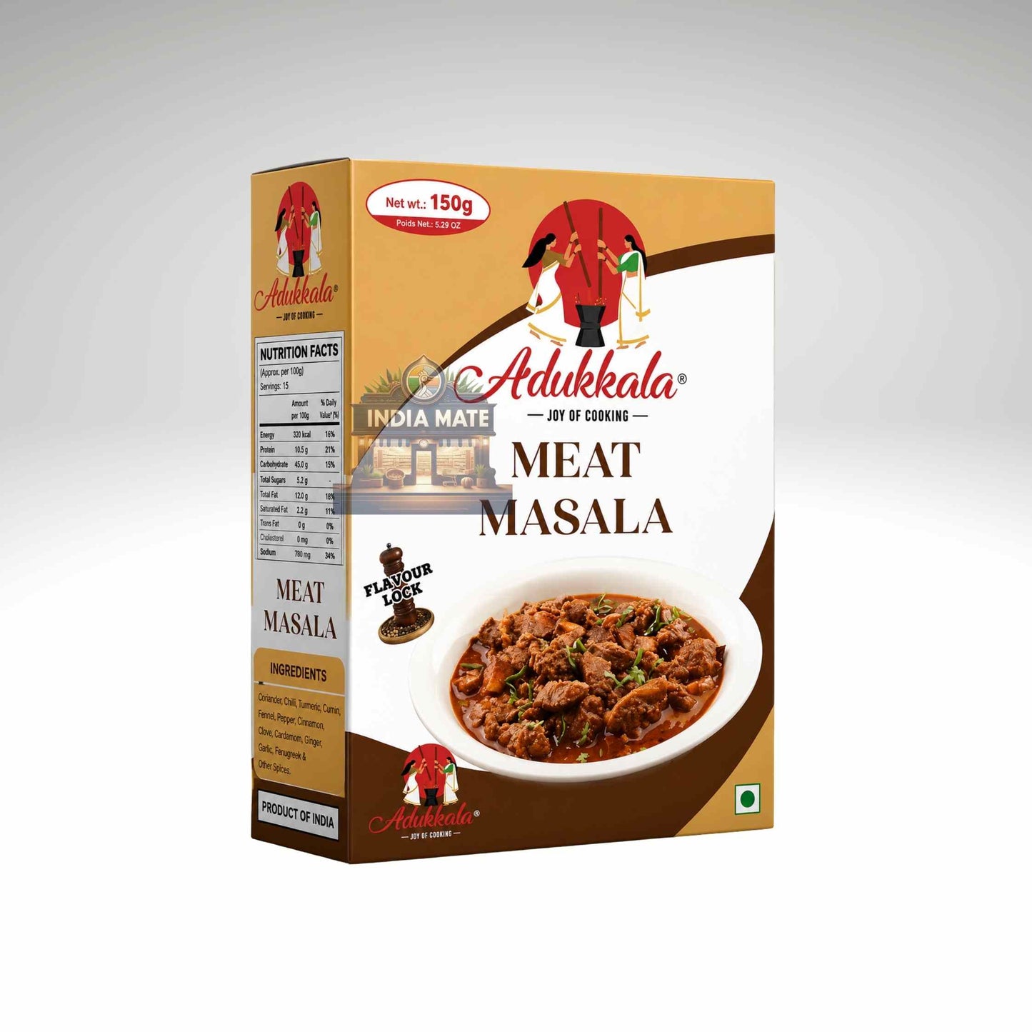 Adukkala Meat Masala packaging on a white background.