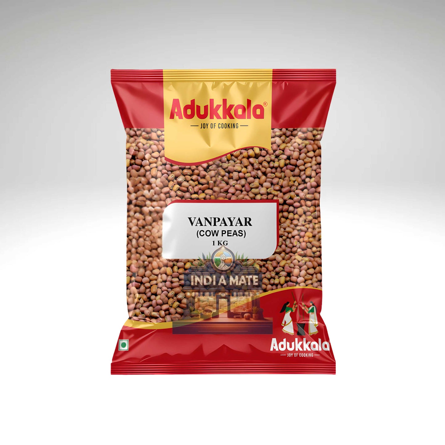 Adukkala brand package of Vanpayar (cow peas) on a white background