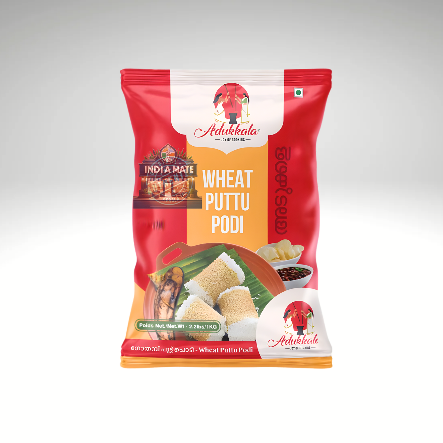 Wheat Puttu Podi packaging with brand logo on a white background