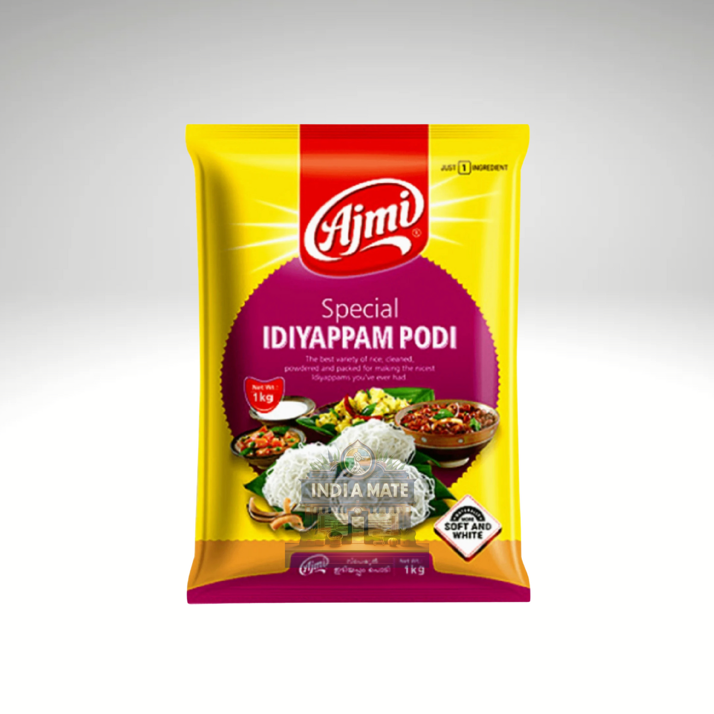 Ajmi Idiyappam Powder made from high-quality rice, hygienically packed.