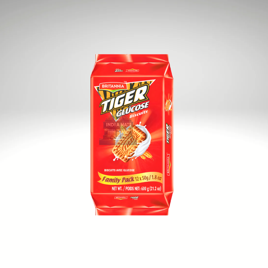 Britannia Tiger Glucose Biscuit – energy-packed crunchy glucose biscuits.