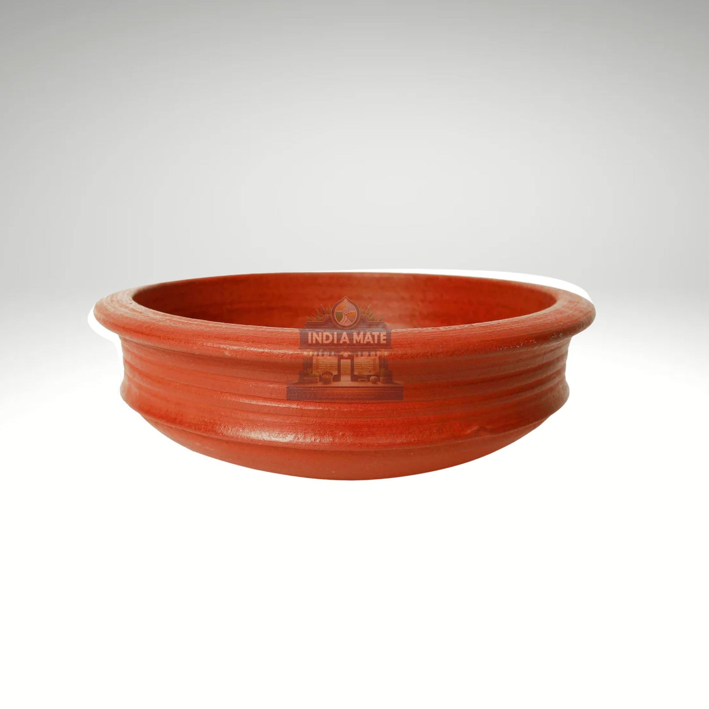Terracotta pot with 'India Mate' logo on a white background
