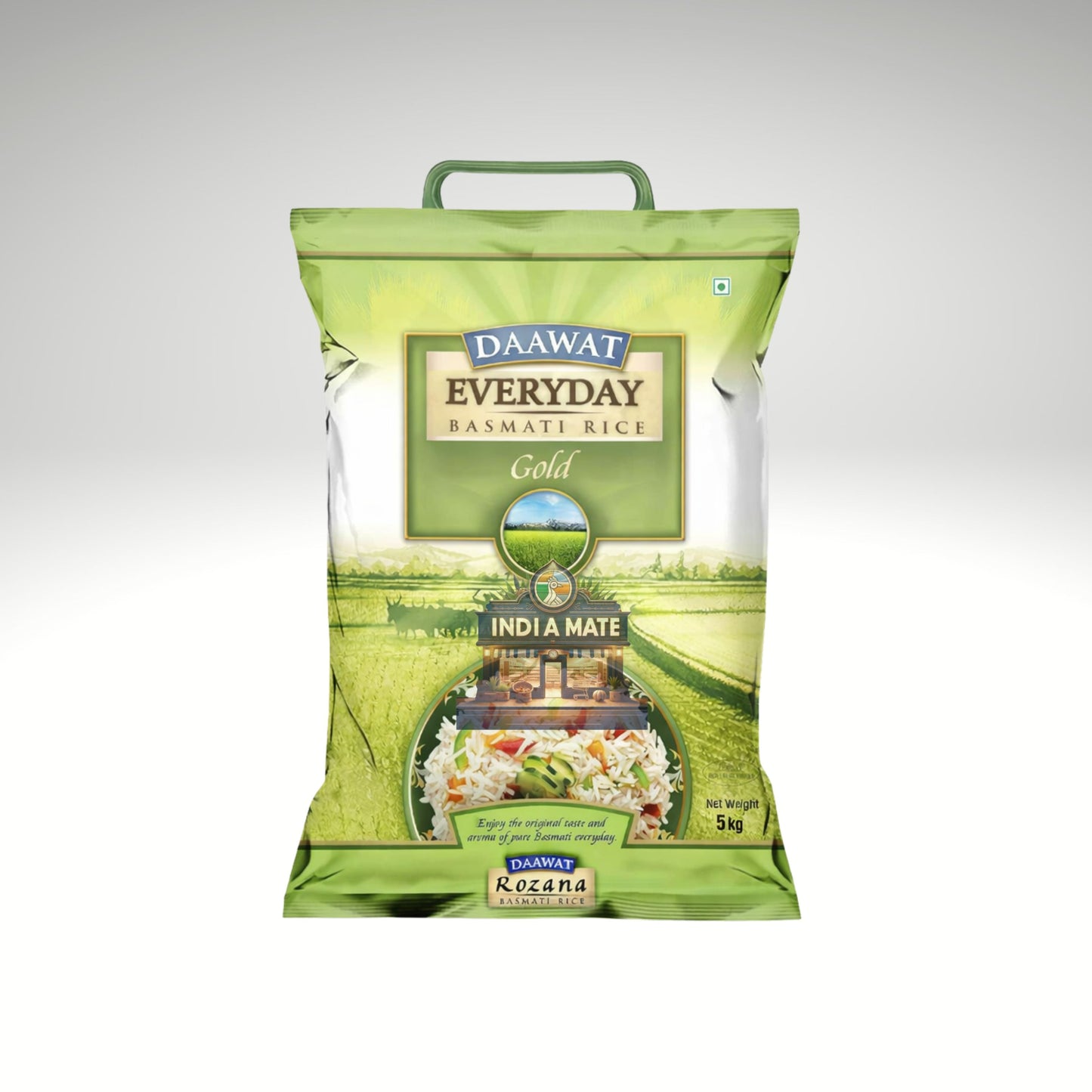 Daawat Everyday Basmati Rice packaging on a white background.
