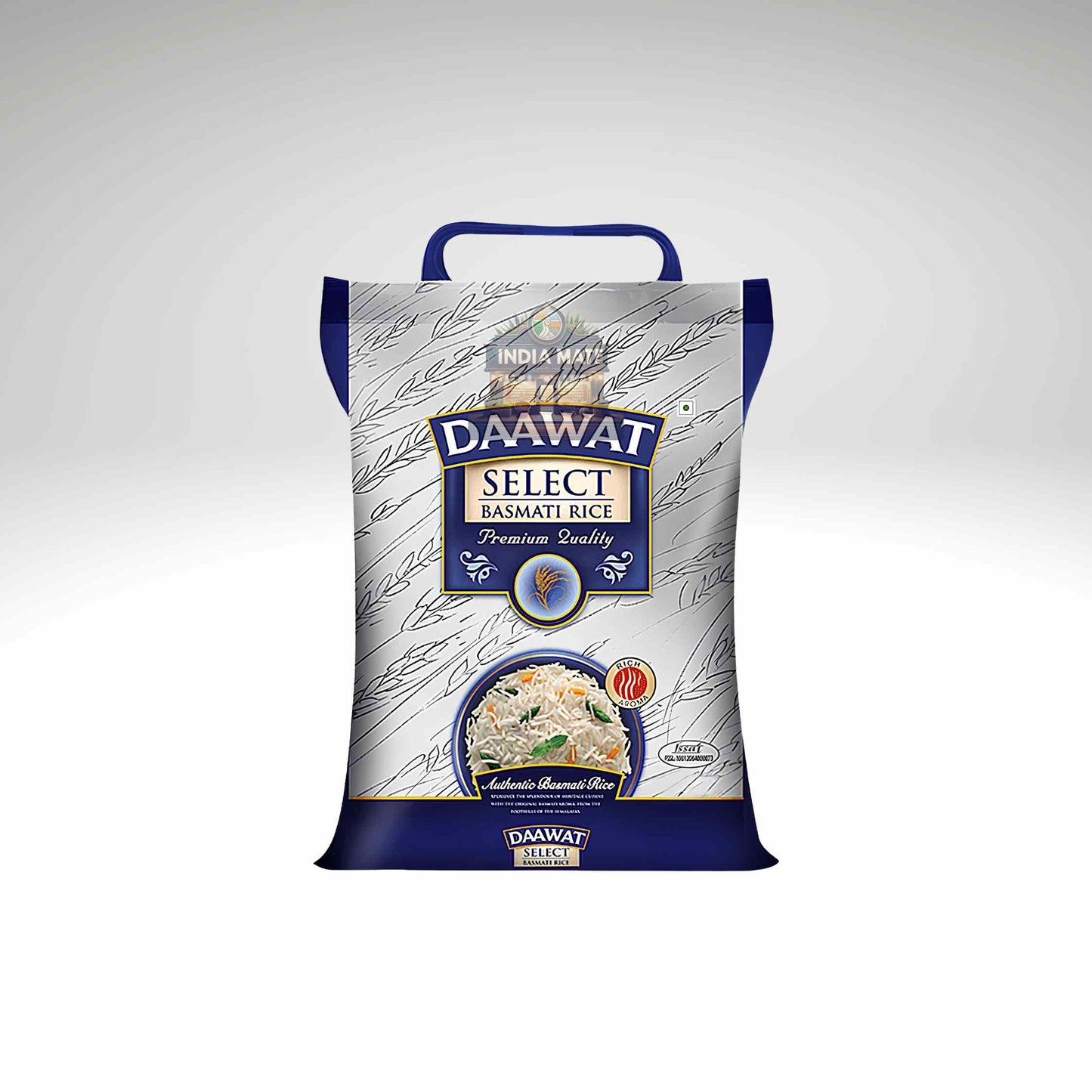 Daawat Select Basmati Rice packaging on a white background.