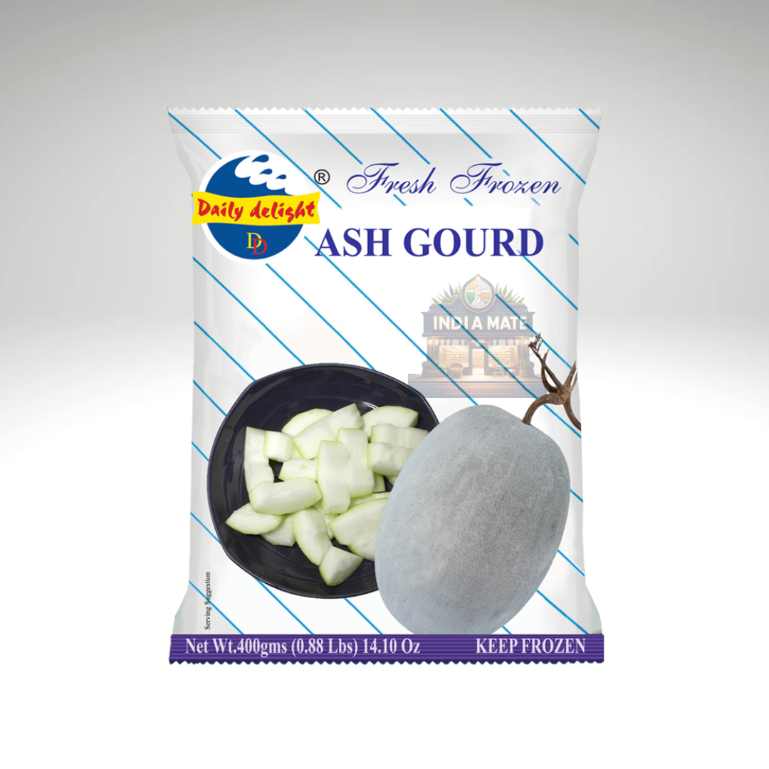 Packaged ash gourd with brand logo on a white background