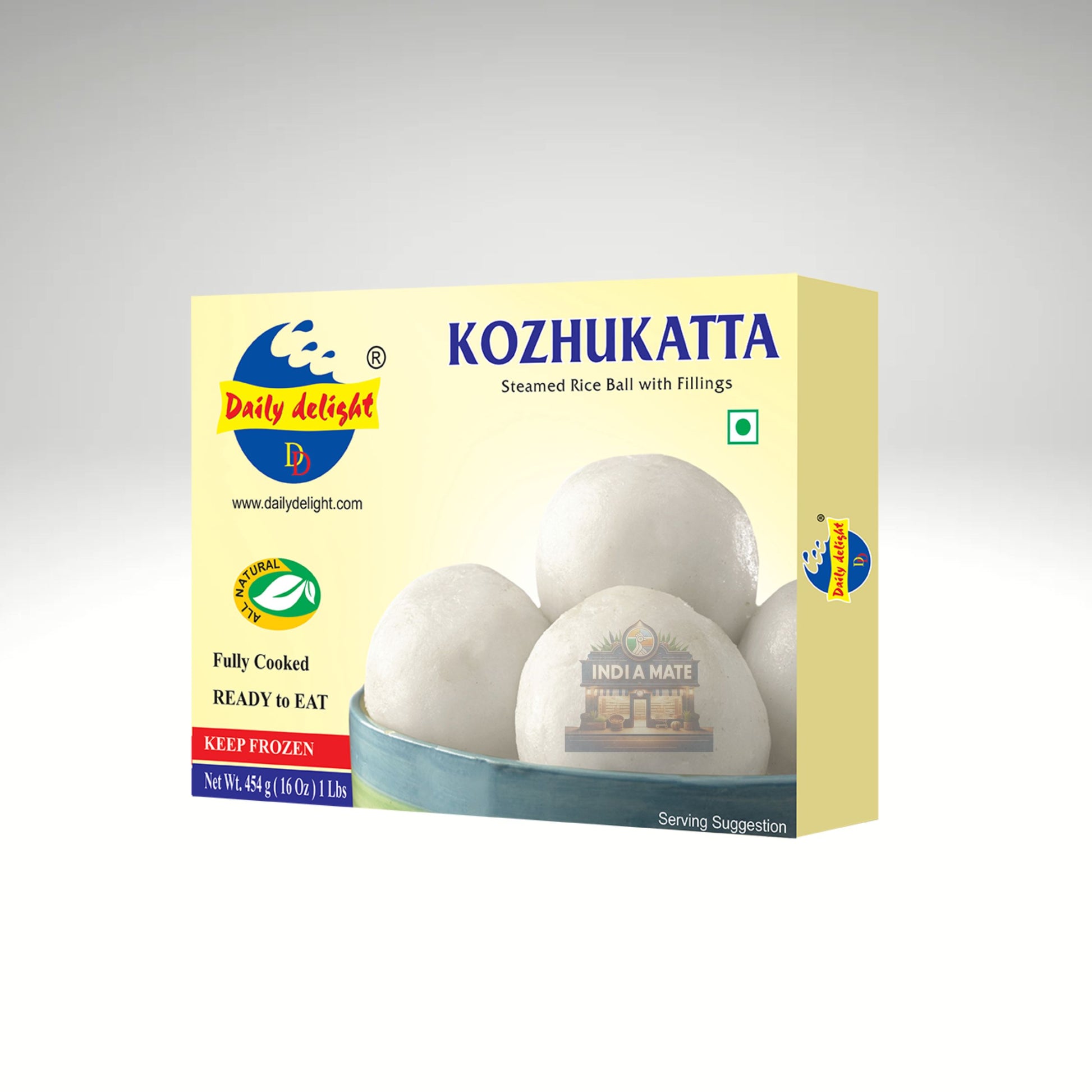 Daily Delight Kozhukatta – Traditional South Indian sweet rice dumplings with coconut-jaggery filling, available at IndiaMate.