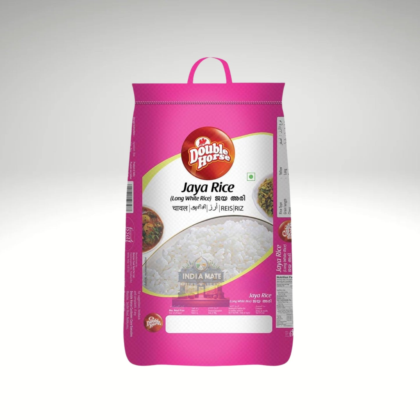 Bag of Jaya Rice with Double Horse logo on a white background