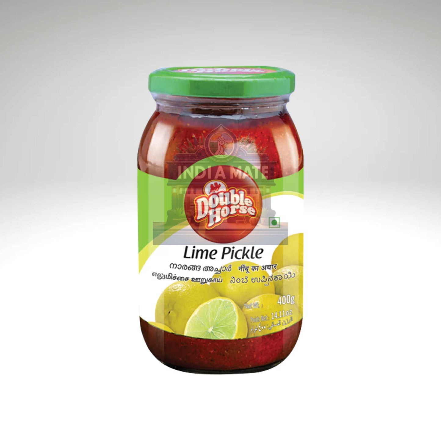Double Horse Lime Pickle – Spicy and tangy Indian pickle made with limes and spices. Sold by Indiamate.