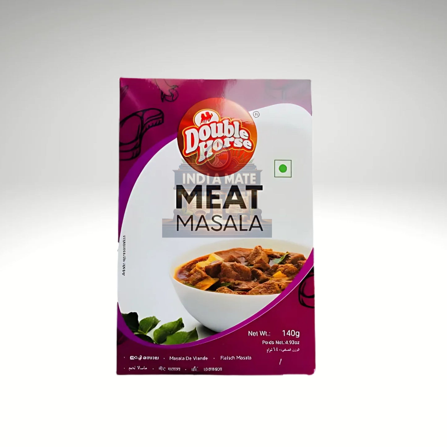 Double Horse India Mate Meat Masala packaging on a white background