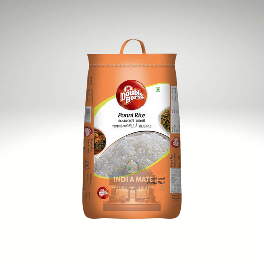 Double Horse Ponni Rice – Premium-quality rice for soft and flavorful South Indian meals, available at IndiaMate.