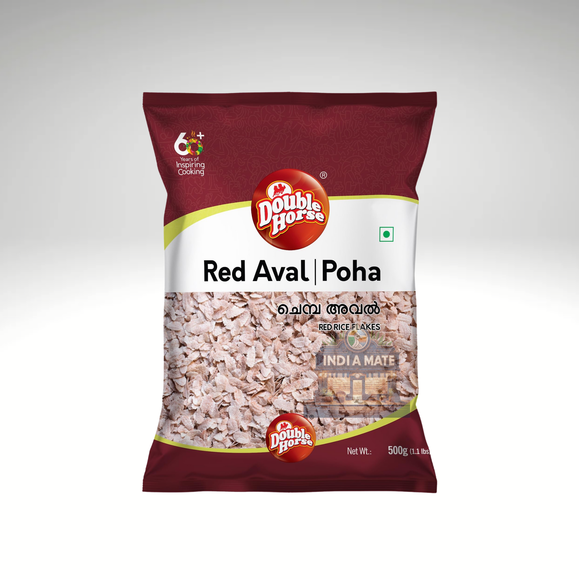 Double Horse Red Rice Flakes – Nutritious flattened red rice ideal for healthy Indian breakfast recipes.