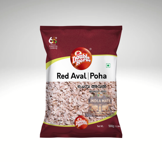 Double Horse Red Rice Flakes – Nutritious flattened red rice ideal for healthy Indian breakfast recipes.