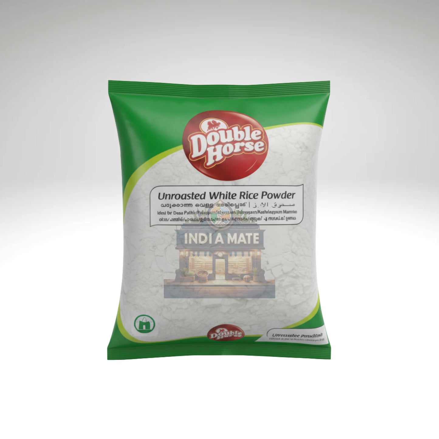 Double Horse Unroasted White Rice Powder packaging on a white background