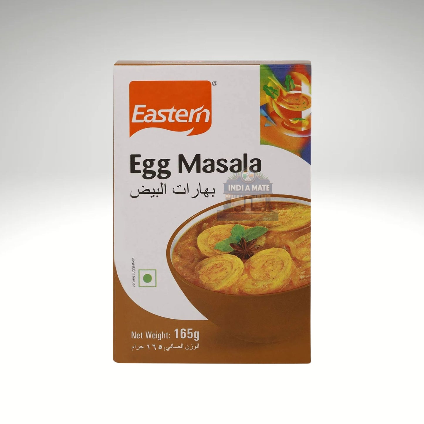 Box of Eastern Egg Masala with a bowl of soup on the label against a white background