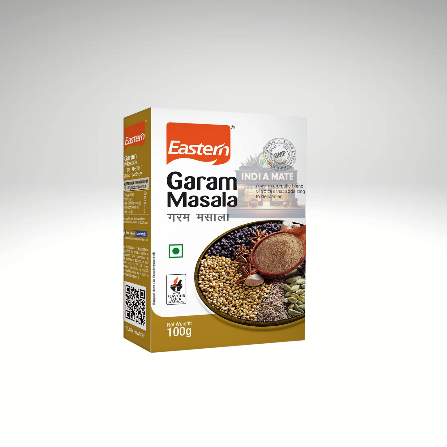 Box of Eastern Garam Masala on a white background