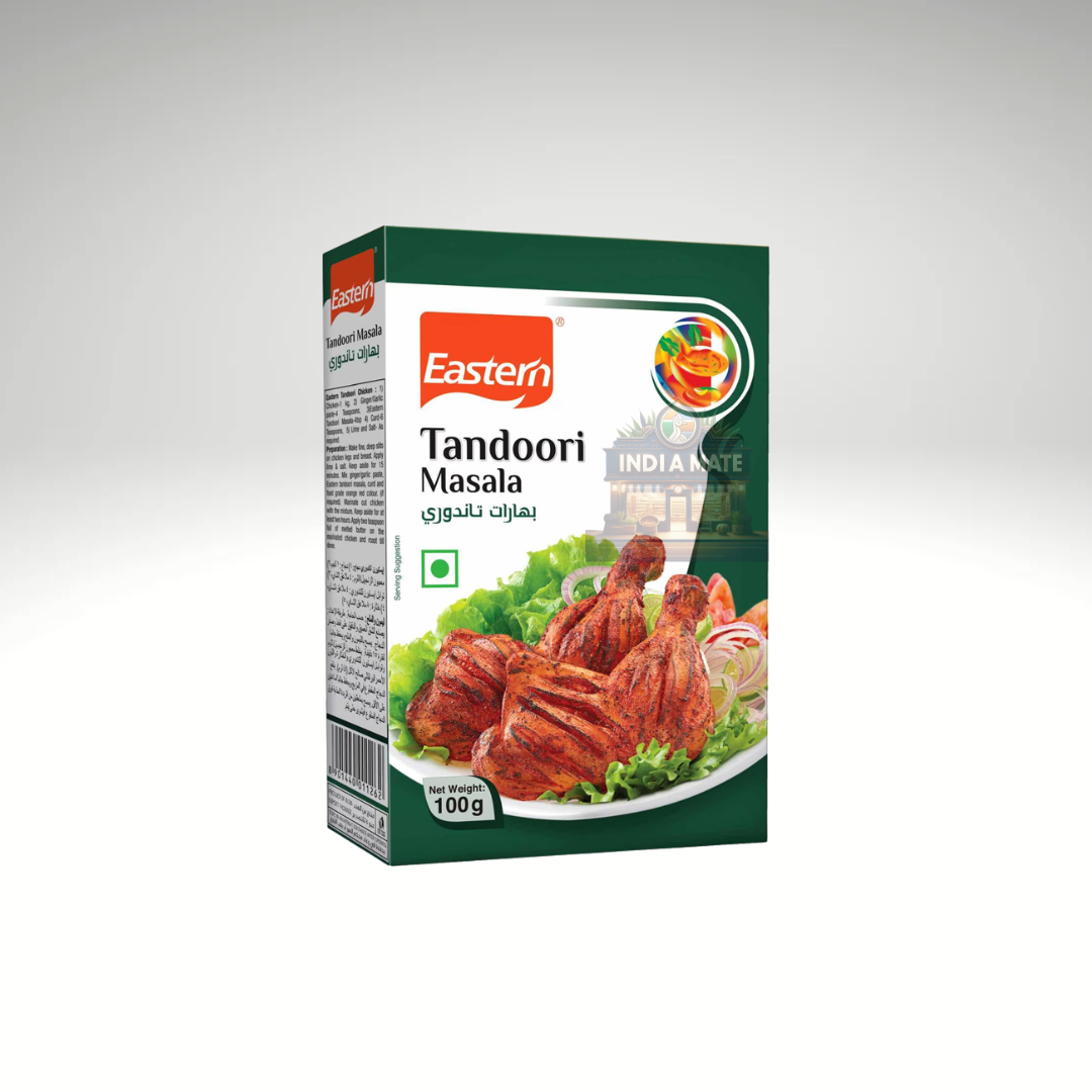 Box of Eastern Tandoori Masala spice mix on a white background