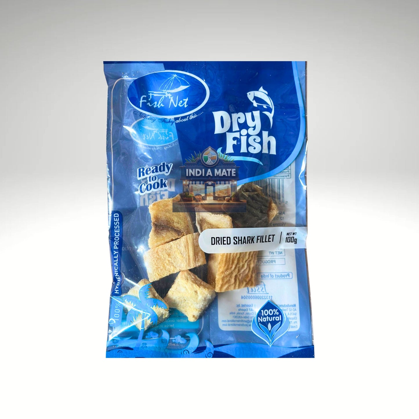 Fish Net Dry Shark Fish Cleaned – cleaned sun-dried shark fish for curries and seafood dishes. Sold by IndiaMate.
