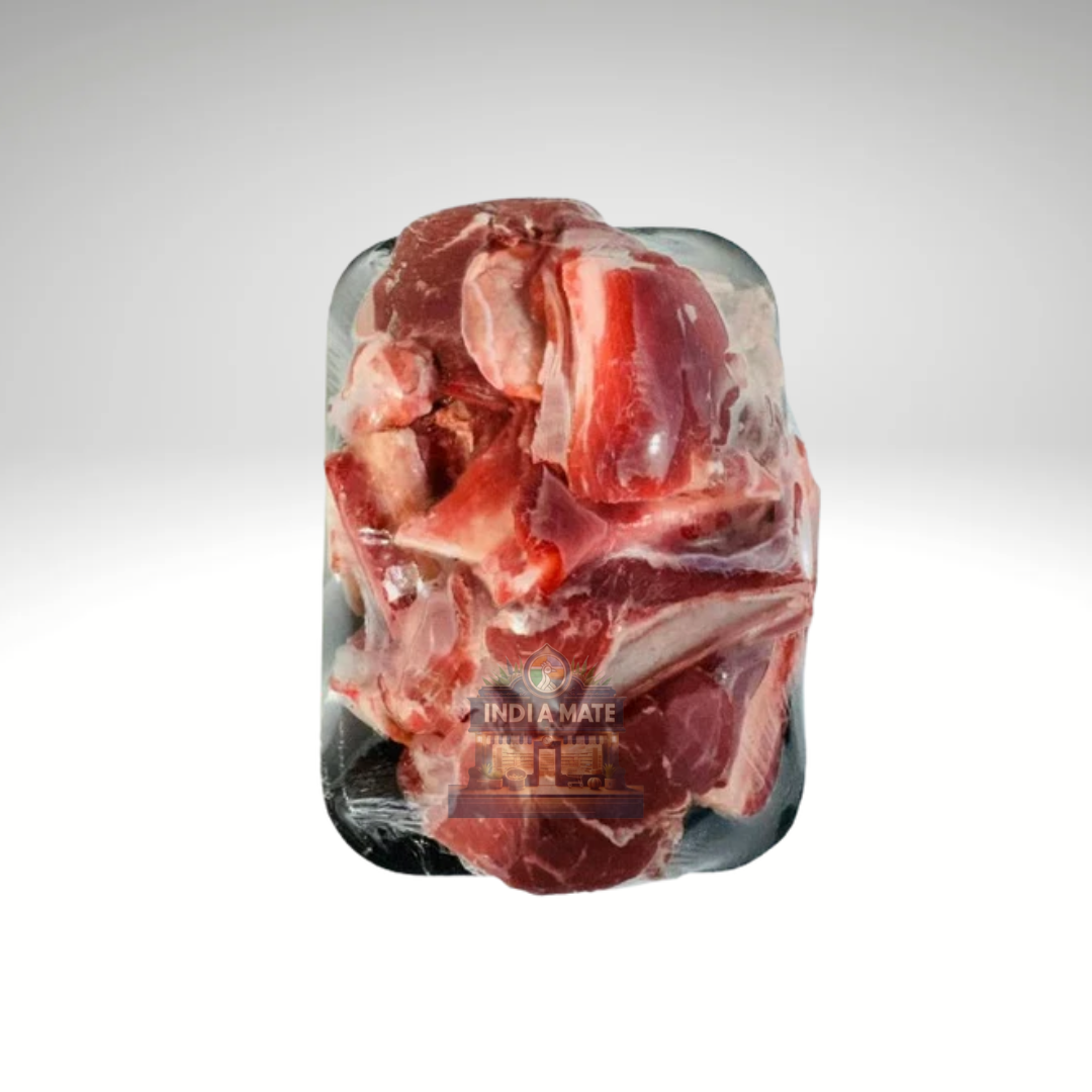 Packaged raw meat on a white background