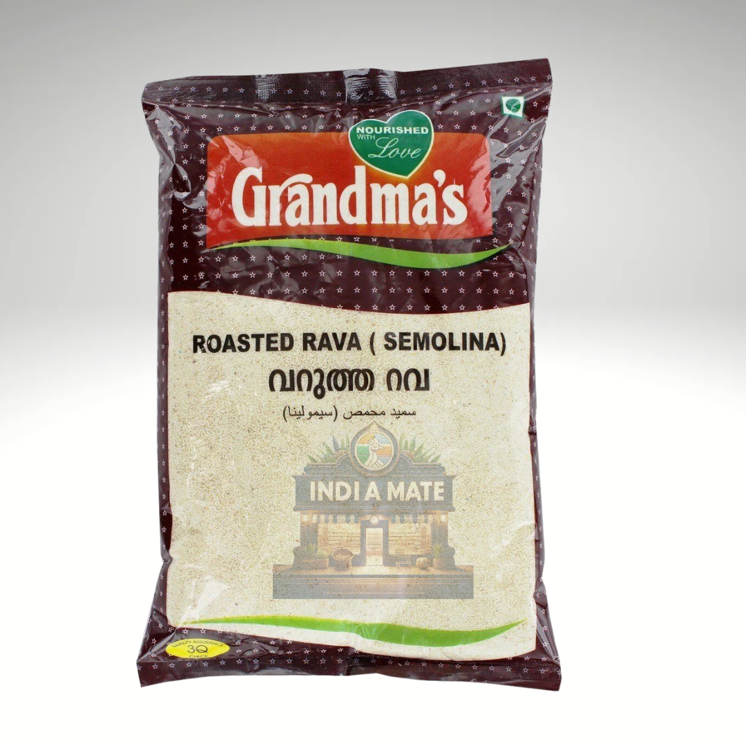 Package of Grandma's Roasted Rava Semolina on a white background