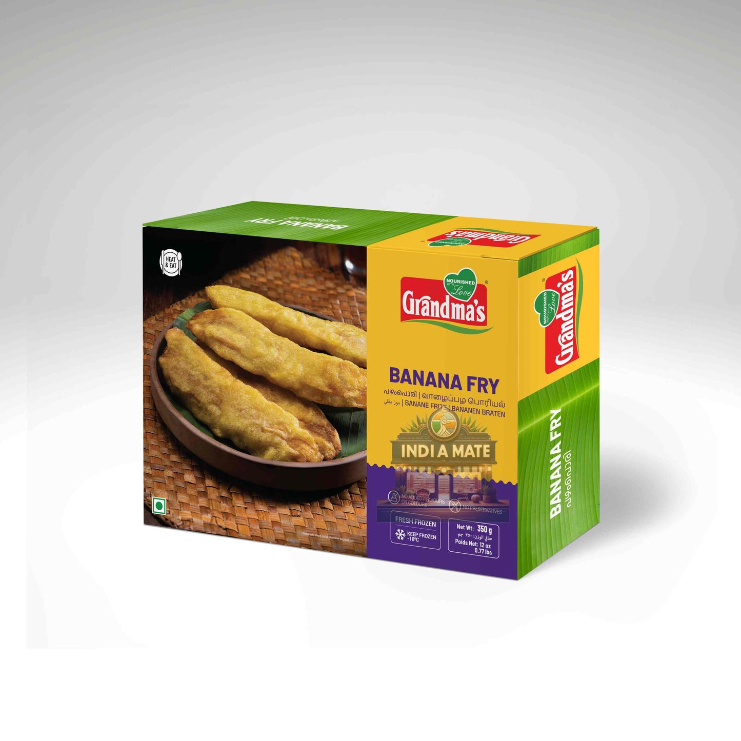 Box of Grandma's Banana Fry on a white background