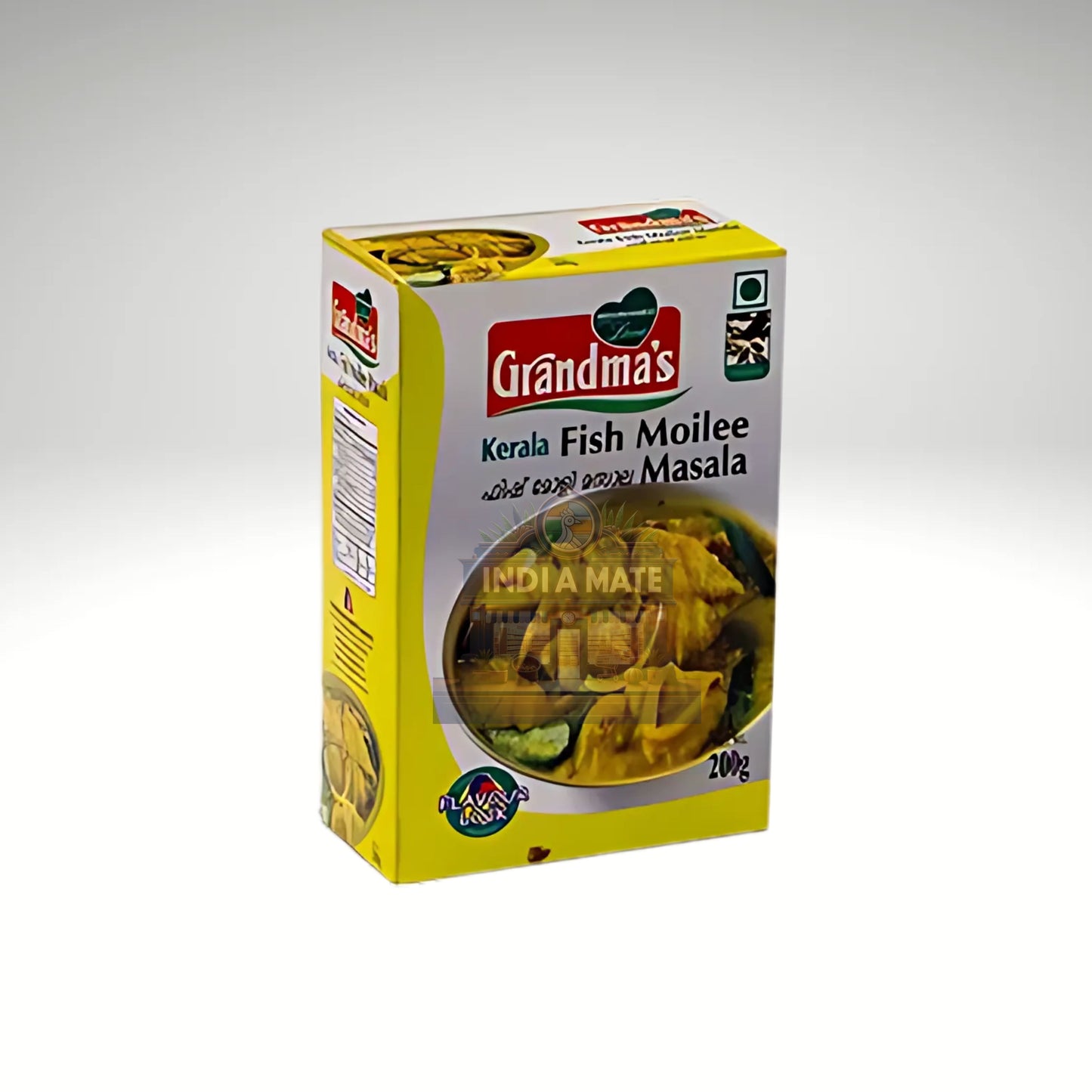 Box of Grandma's Kerala Fish Moilee India Mate Masala on a white background