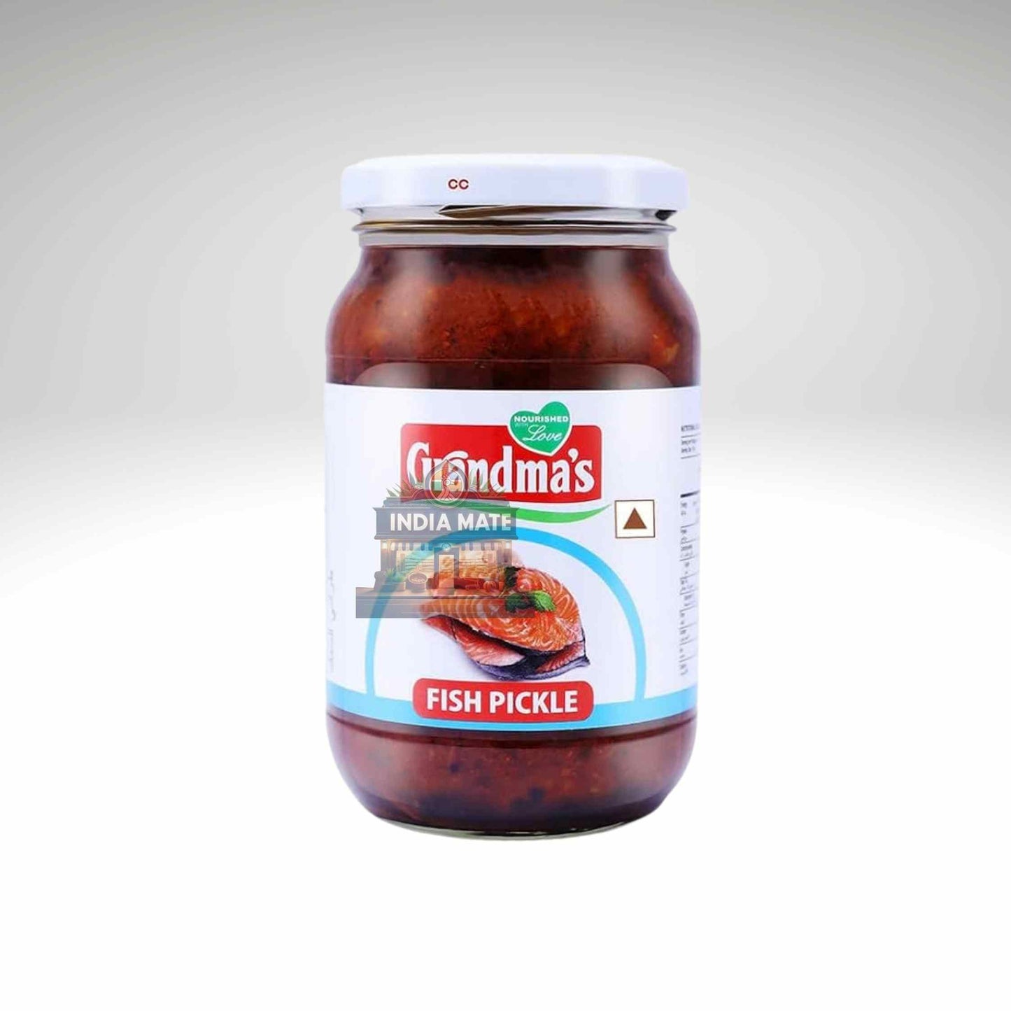 Grandma's Fish Pickle jar β authentic Kerala-style spicy fish pickle prepared with traditional Indian spices.