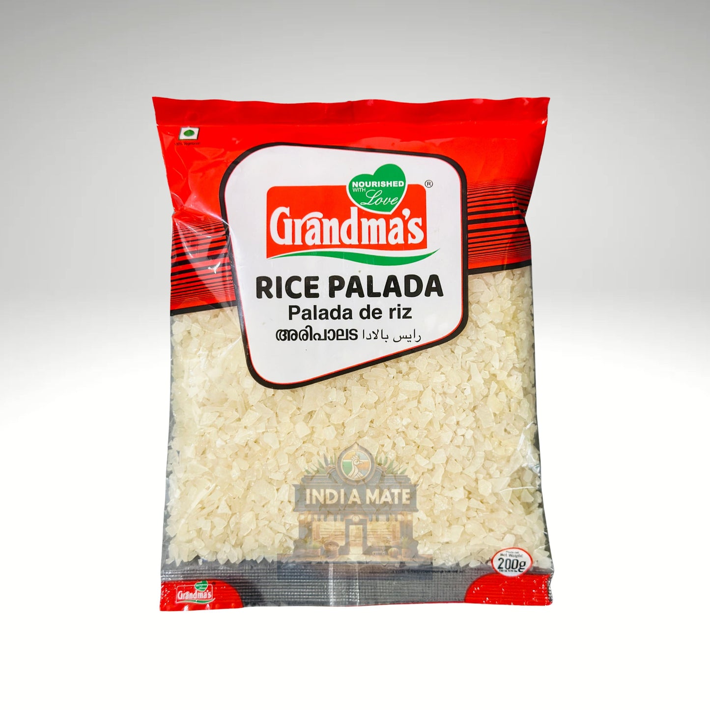 Packaged rice with Grandma's brand on a white background