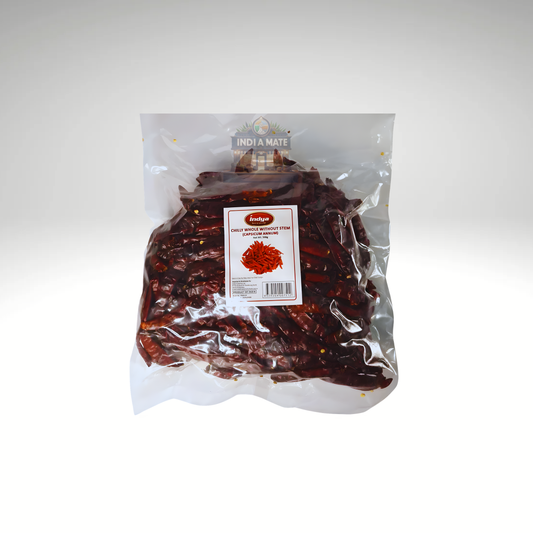 Indya Red Chilli Whole Without Stem (വറ്റൽ മുളക് / लाल मिर्च) – Premium dried red chillies for authentic Indian cooking