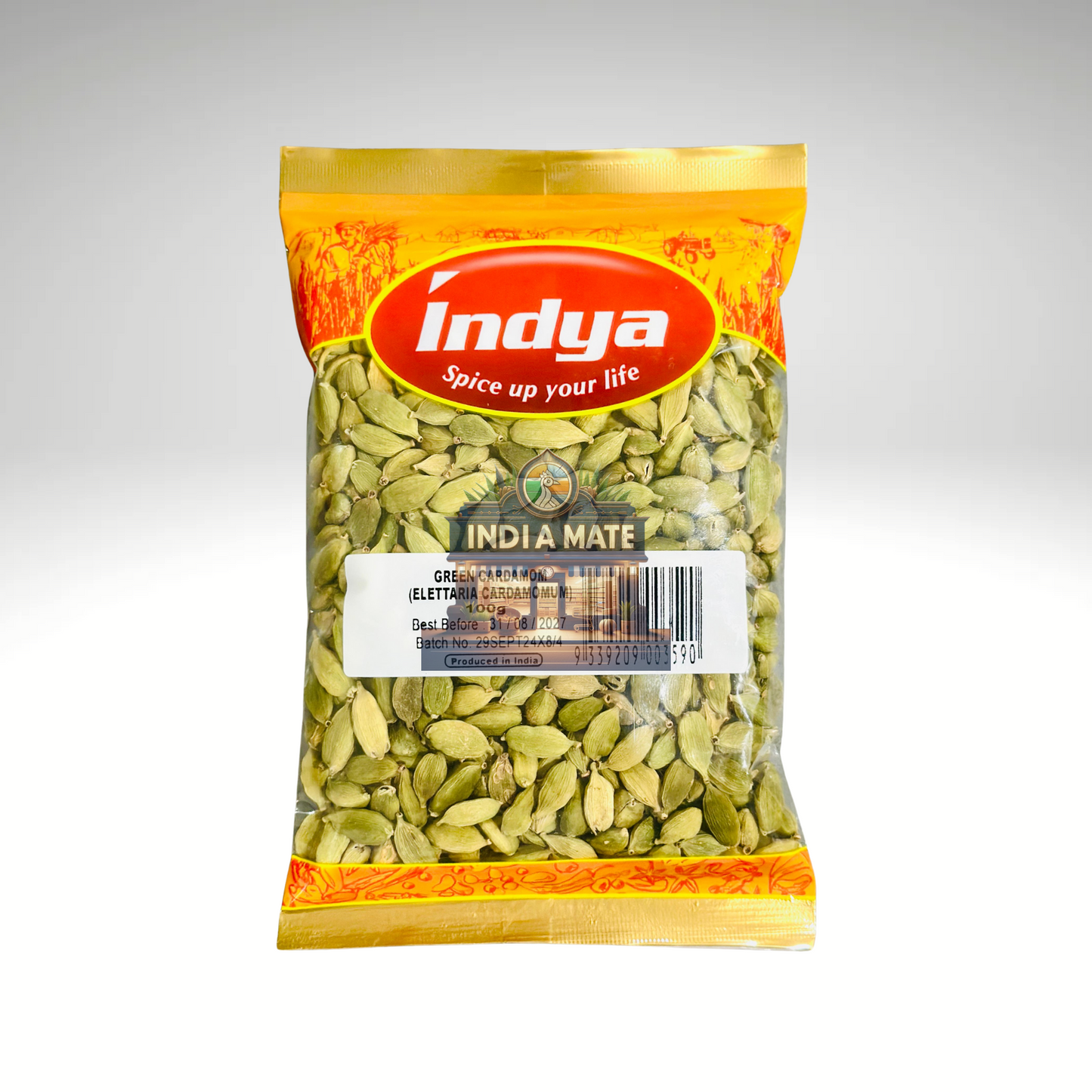 Indya Green Cardamom (Elaichi) – Premium whole green cardamom pods for aromatic Indian cooking