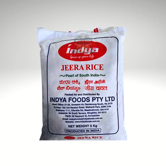 Indya Jeera Rice – Aromatic long-grain rice with cumin seeds, ideal for Indian meals.