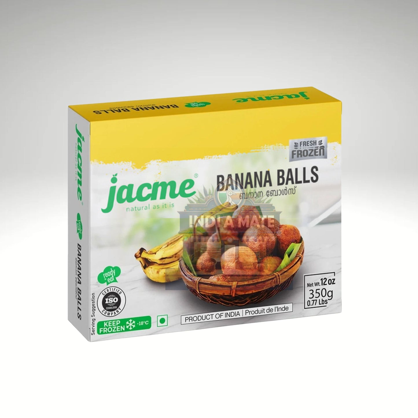 Box of Jacme Banana Balls on a white background