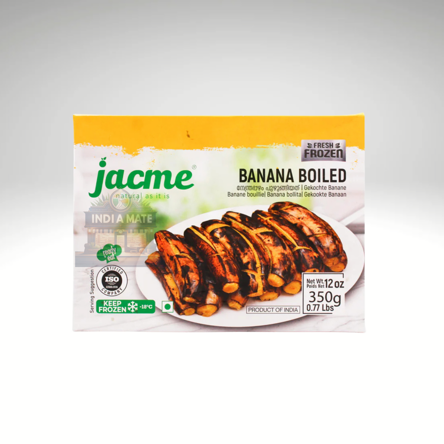 Packaged banana product with Jacme branding on a white background