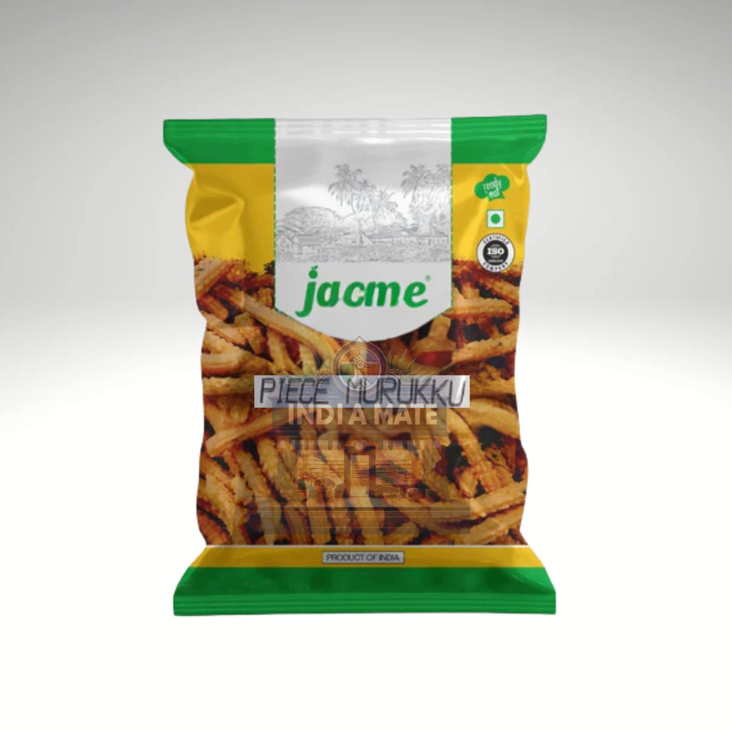 Packaged snack with 'jacme' branding on a white background