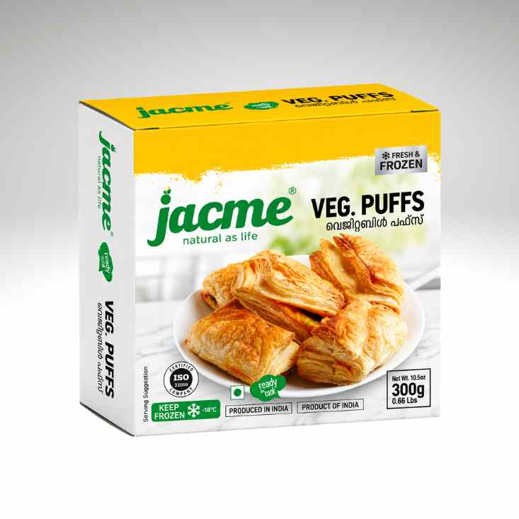 Jacme Vegetable Puffs Flaky Indian Bakery Pastry with Spiced Vegetable Filling