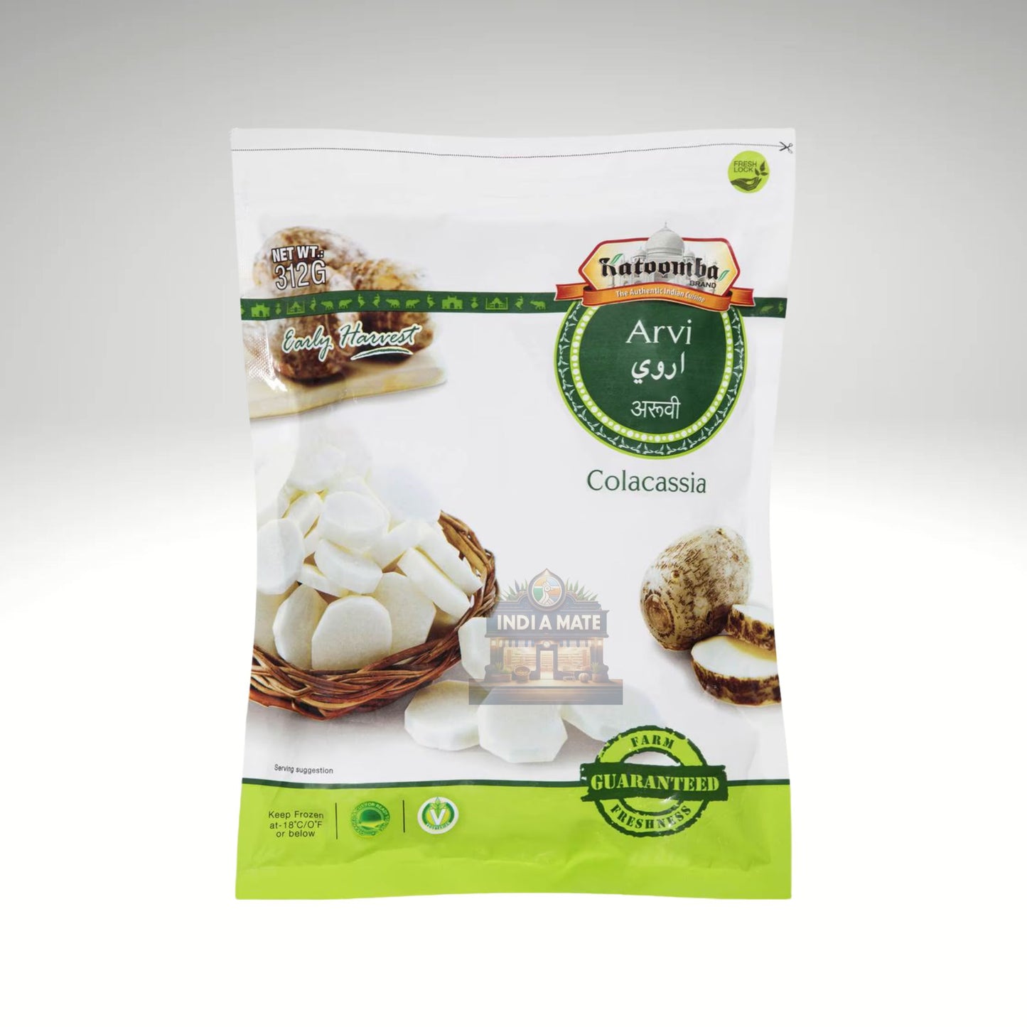 Katoomba Arvi Colacassia packaging on a white background