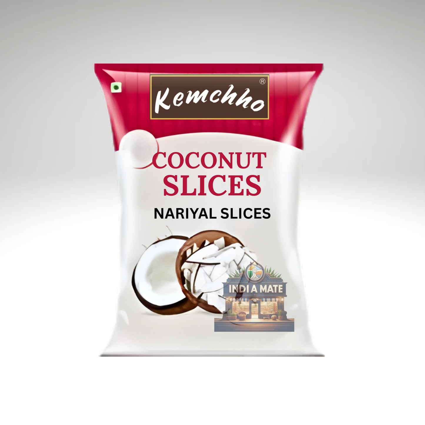 Kemcho coconut slices packaging on a white background