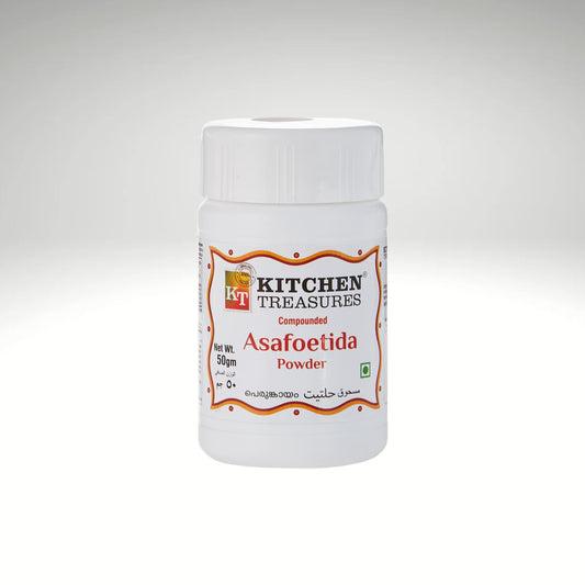 Kitchen Treasures Asafoetida (Hing) Powder – Aromatic spice for Indian curries, dals, and pickles, available at IndiaMate.