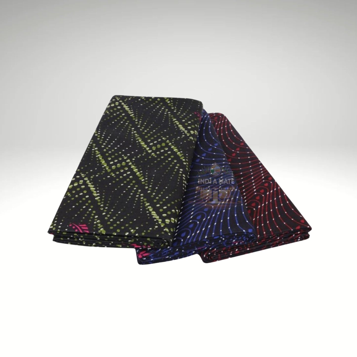 Two patterned scarves on a white background