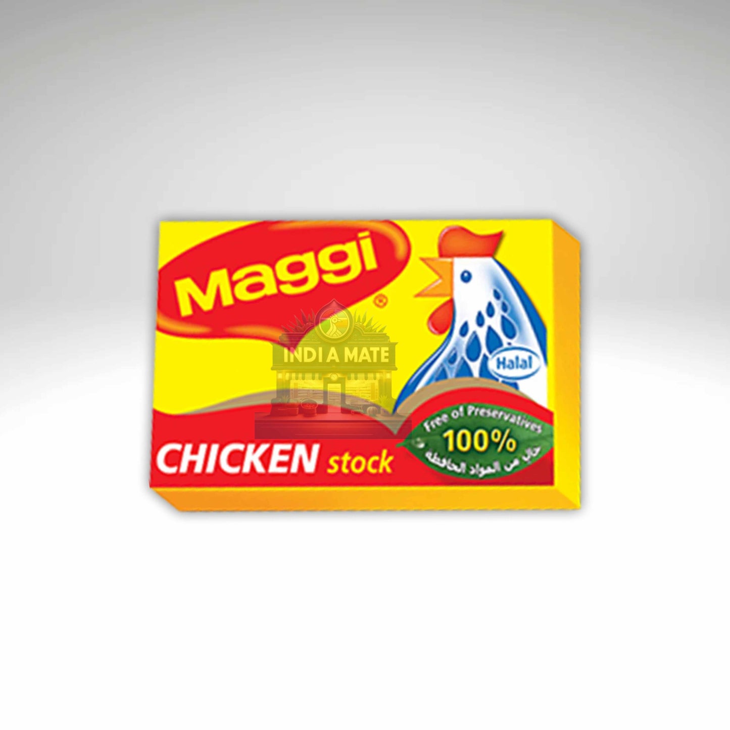 Maggi Chicken stock packet on a gray background