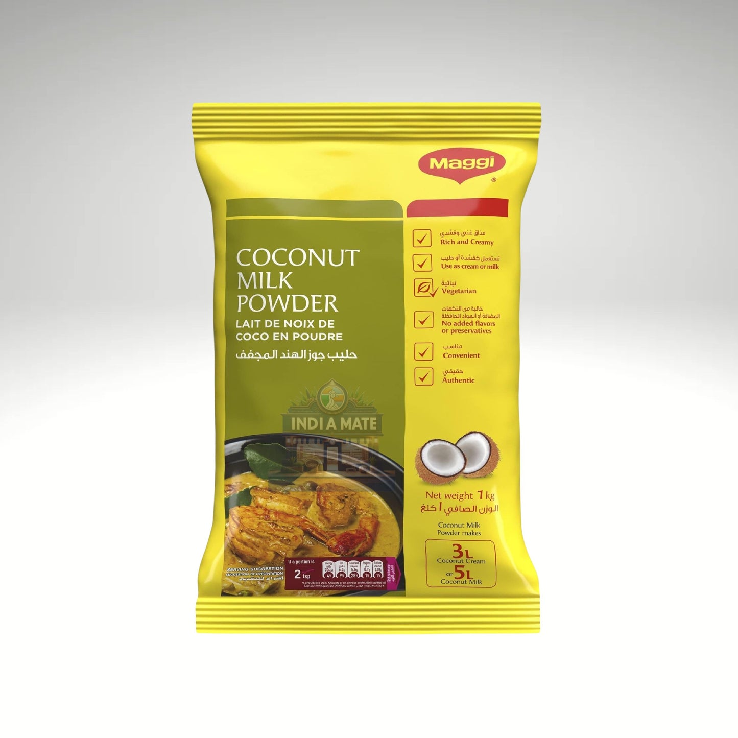 Maggi coconut milk powder package on a white background