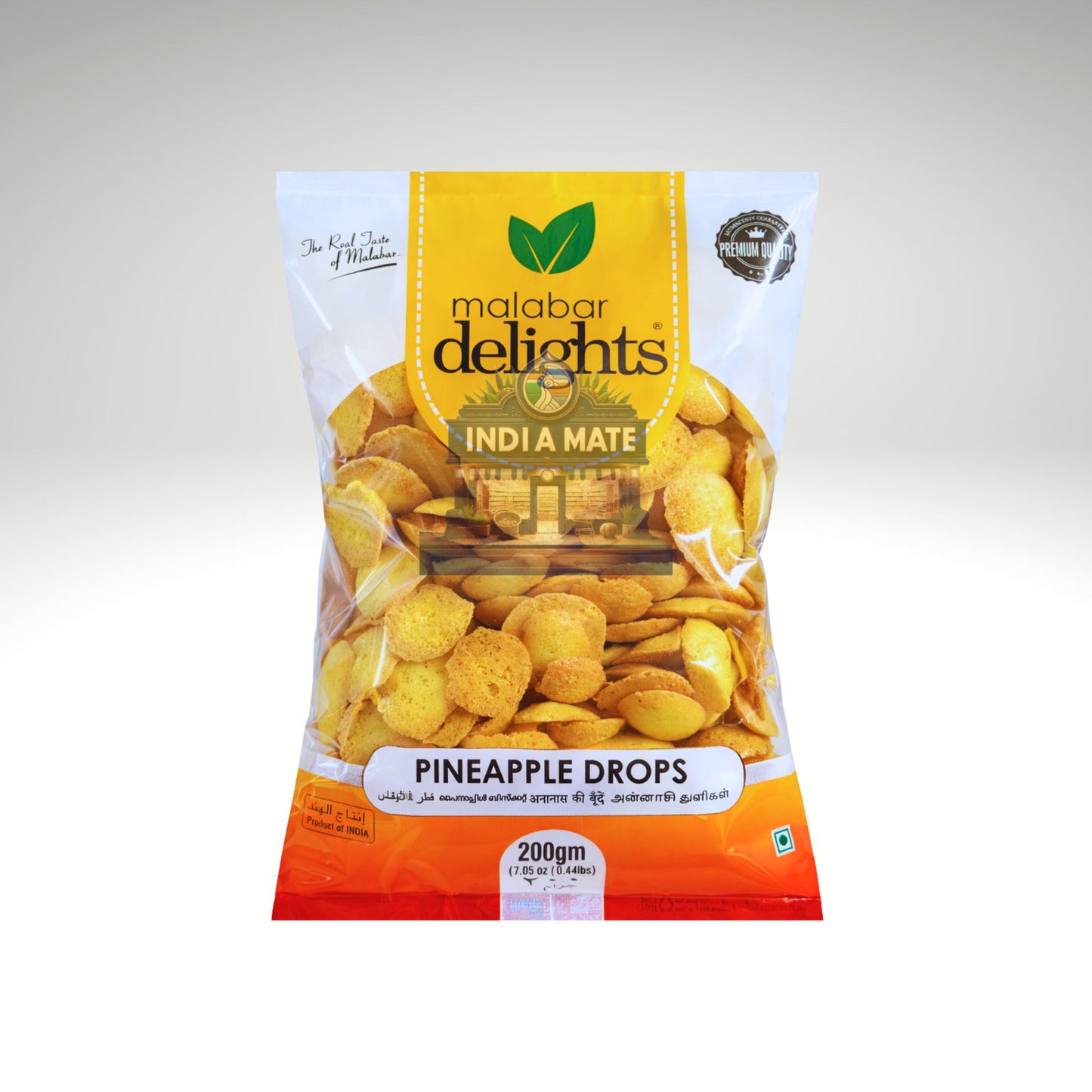 Malabar Delights Pineapple Drops crisp pineapple-flavoured coin biscuits.