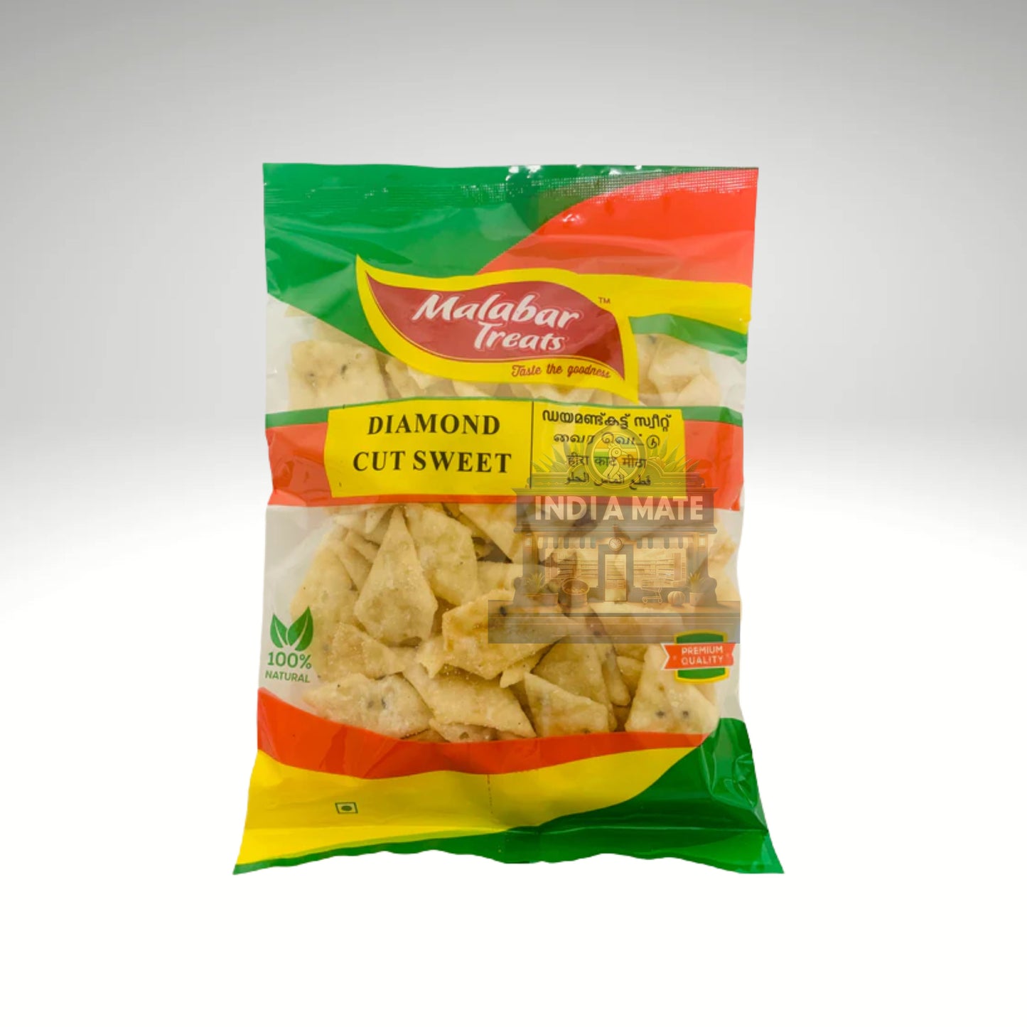 Packaged snack with 'Malabar Treats' branding on a white background