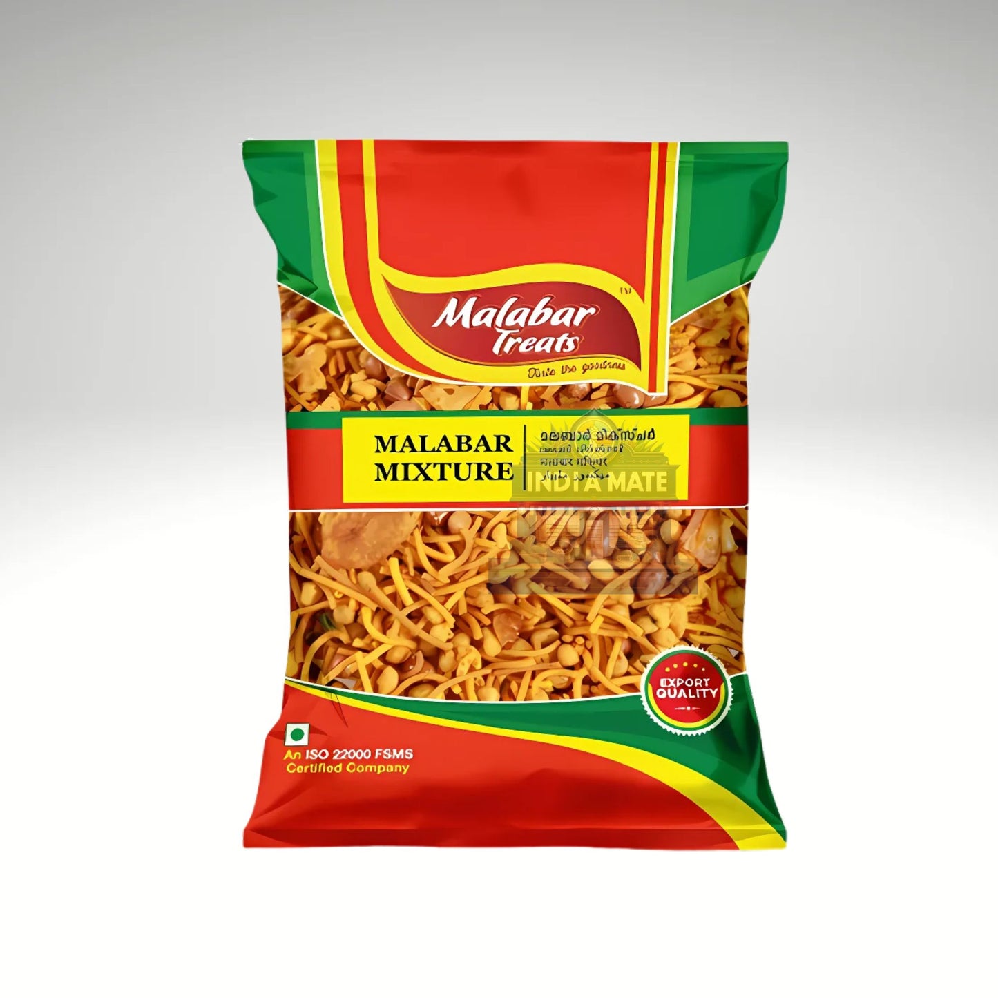 Packaged snack mix with 'Malabar Treats' branding on a white background