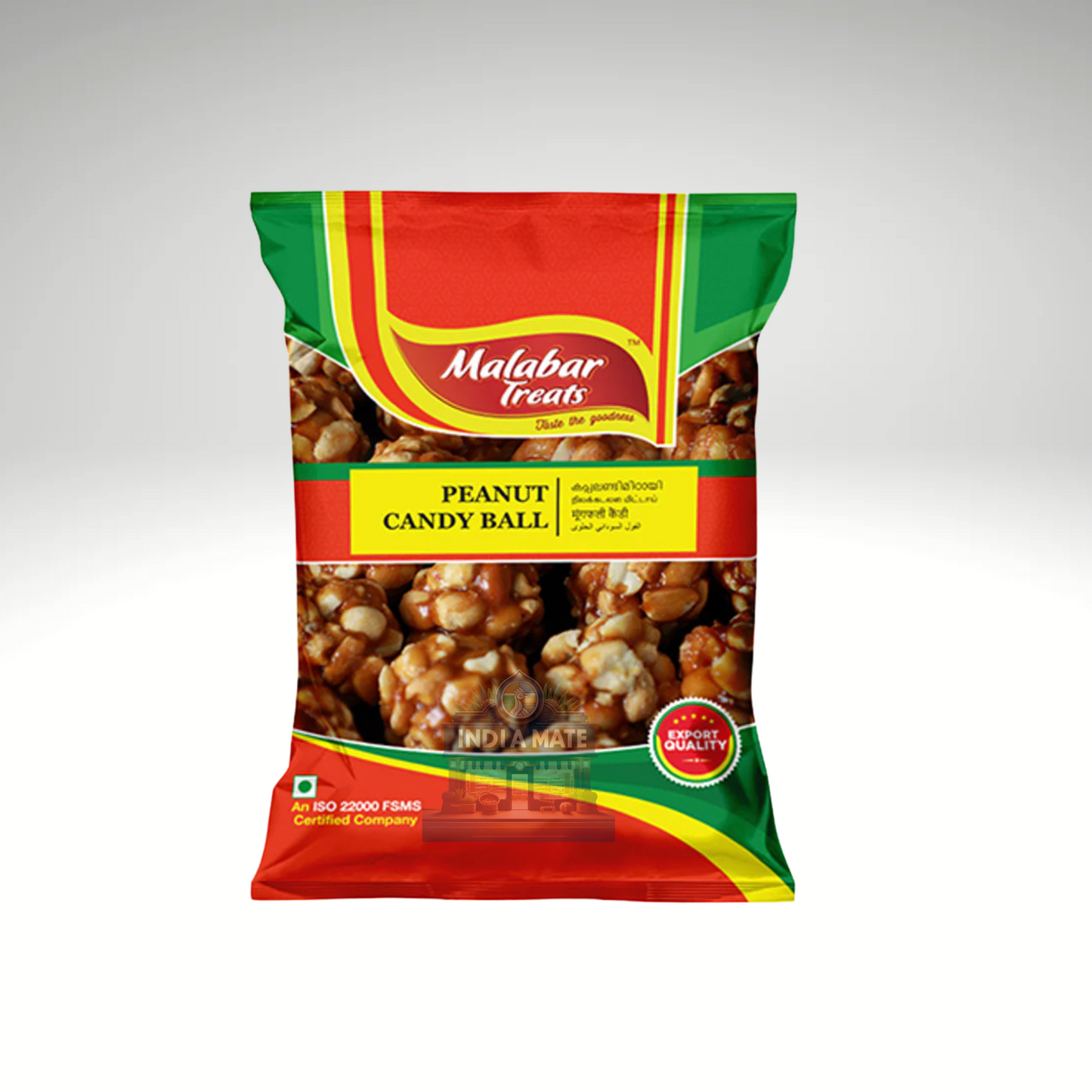 Packaged Peanut Candy Ball from Malabar Treats on a white background