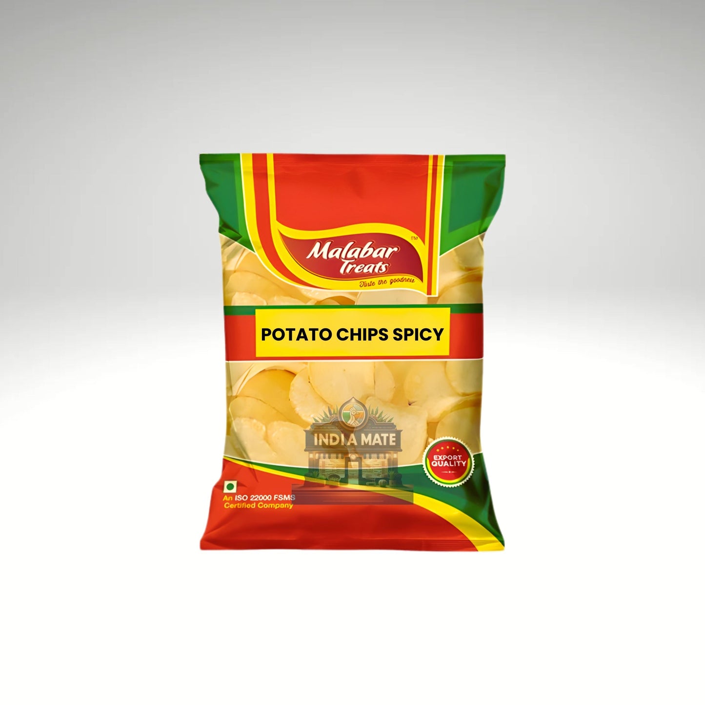 Malabar Treats Potato Chips (Masala) (Aloo Chips Masala) – spicy and crispy potato chips. Sold by IndiaMate.