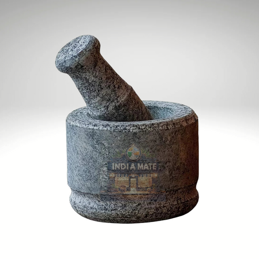 Traditional stone mortar and pestle (Idikkallu) – Perfect for grinding spices and herbs, enhancing authentic Indian flavours.